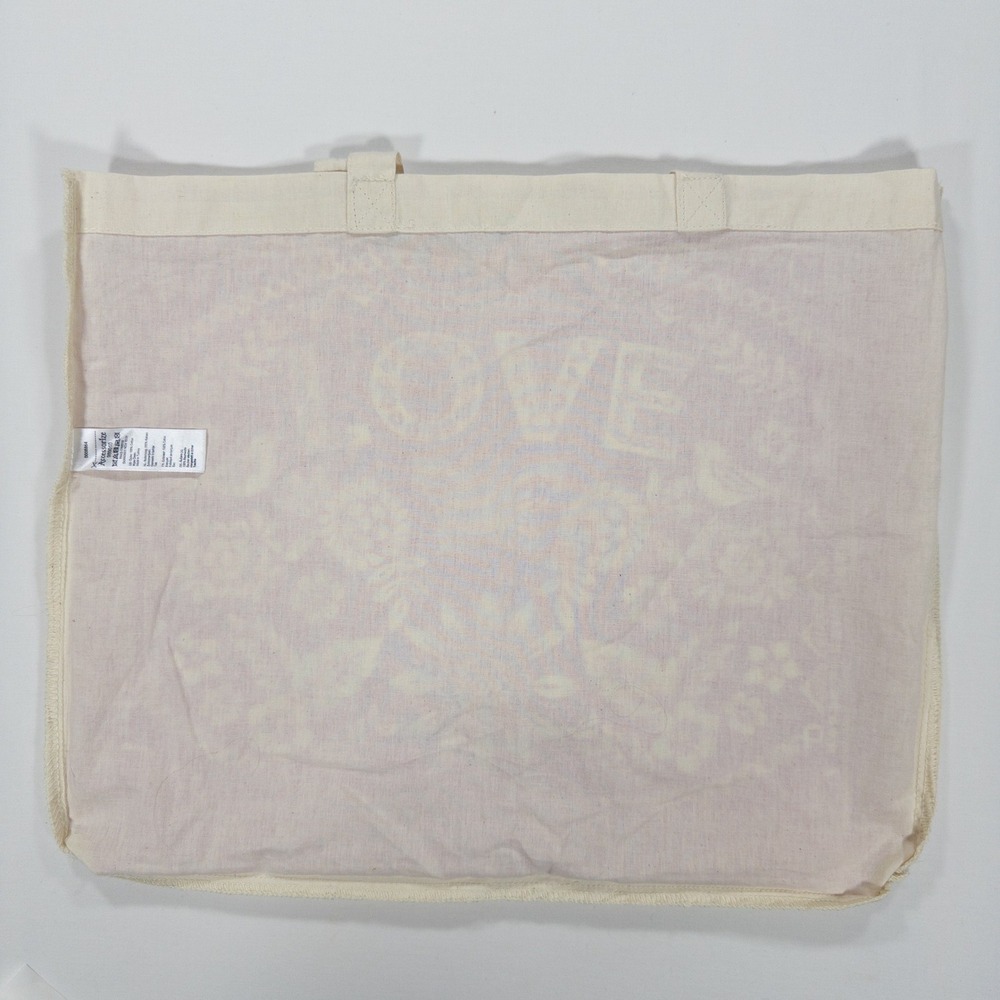 NWT Accessorize Pink Love Folk Floral Cotton Tote Bag Reusable Shopper Boho - Picture 9 of 14